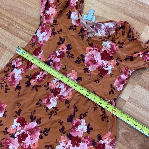 Girls Floral Tiered Dress - Amber Brown size Large 10/12 - Picture 6 of 12